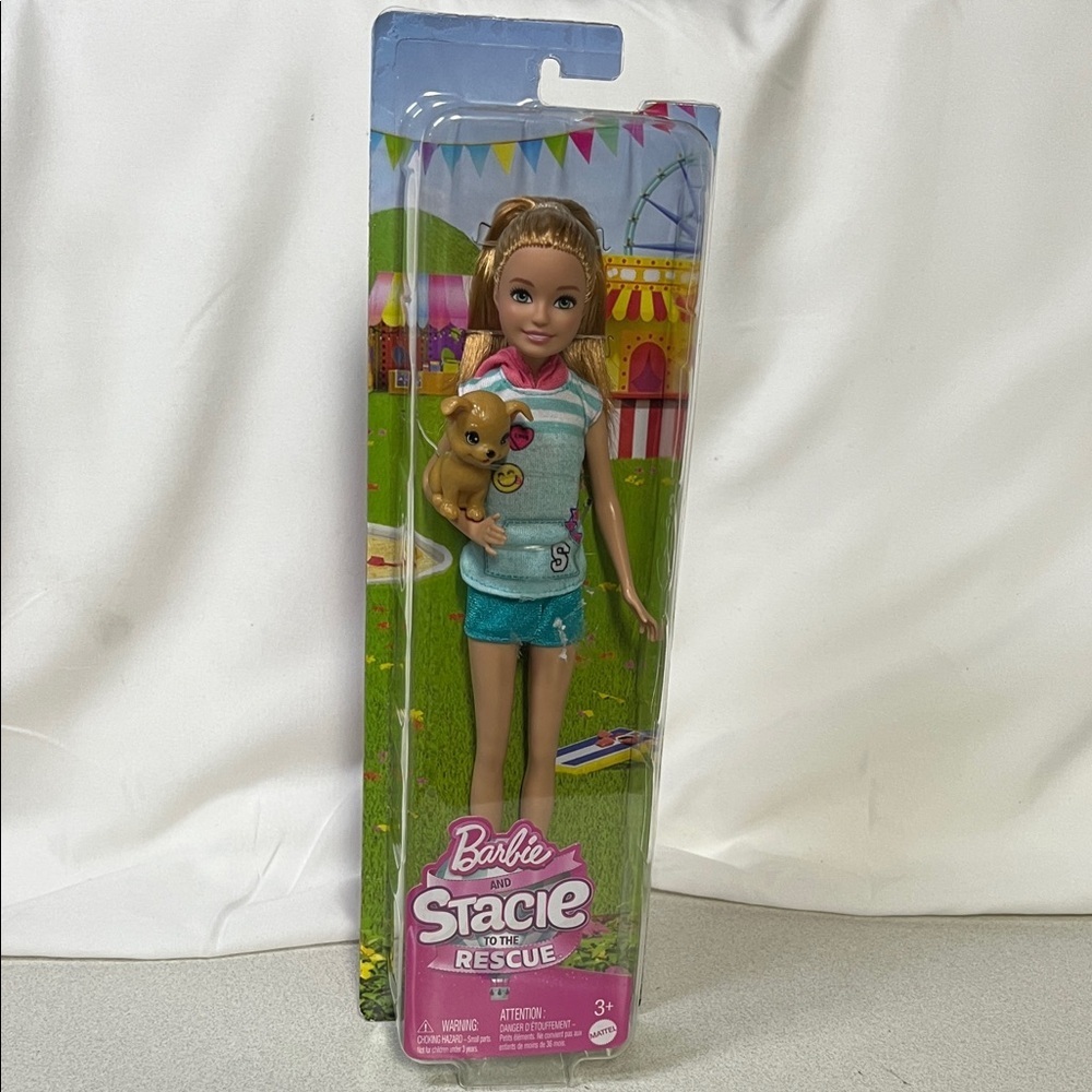 Barbie Stacie Doll with Puppy - Teal and Pink Outfit